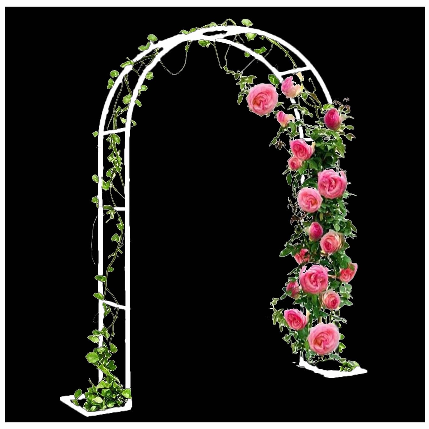 Garden Arch for Climbing Plants Roses Metal Garden Arbour Black Outdoor Arbour Trellis Iron Wedding Arch for Decorations Bridal Party(White,9.2ft)
