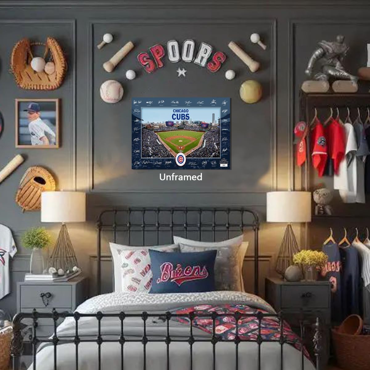 BILVAZOG Baseball Cubs Poster For Fans Kids Birthday Gitfs-2025 Signature Court Baseball Posters-Canvas Prints Picture For Boy Room Bedroom Decor