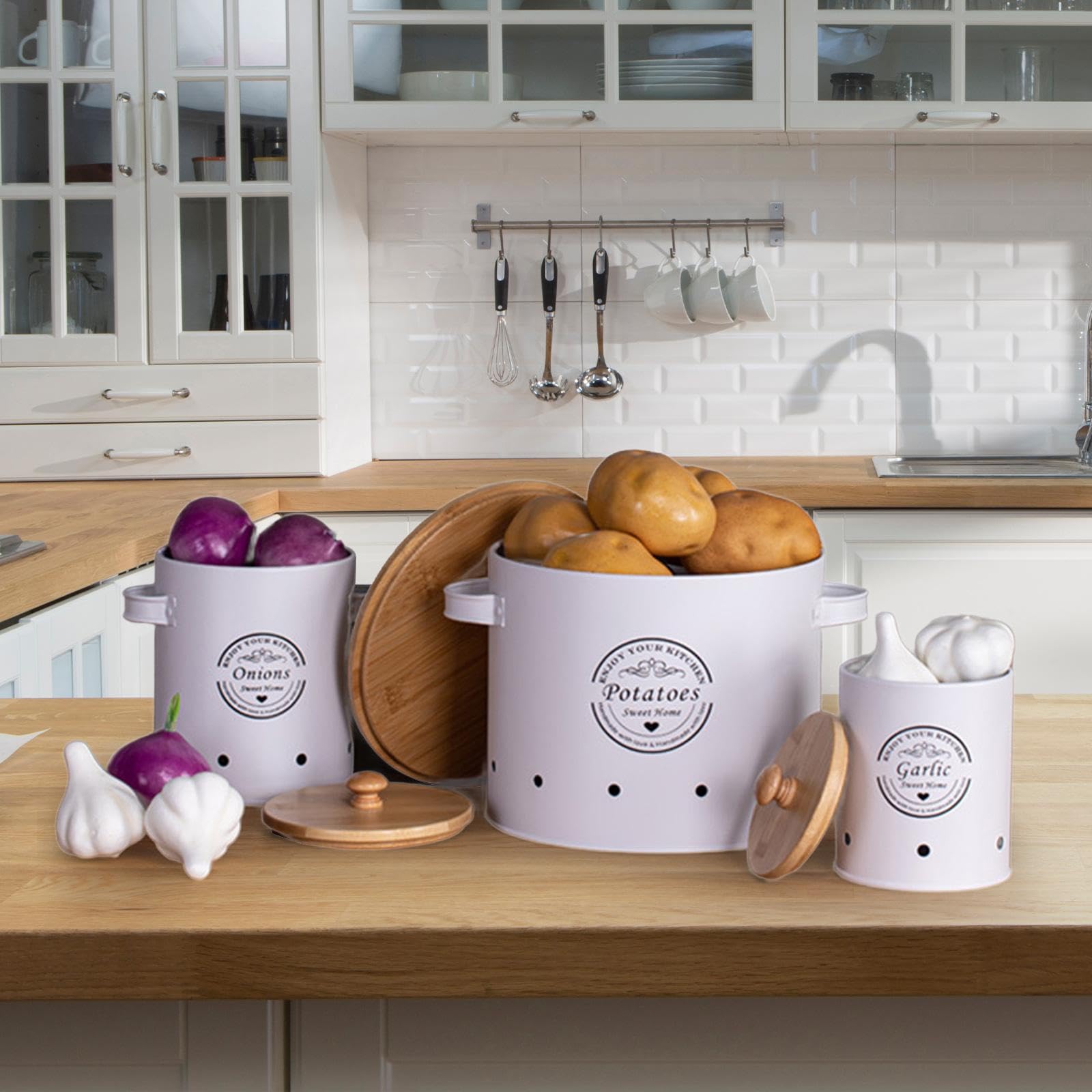 Contenedor Cocina Patatas Cebolla Ajo Duradero
