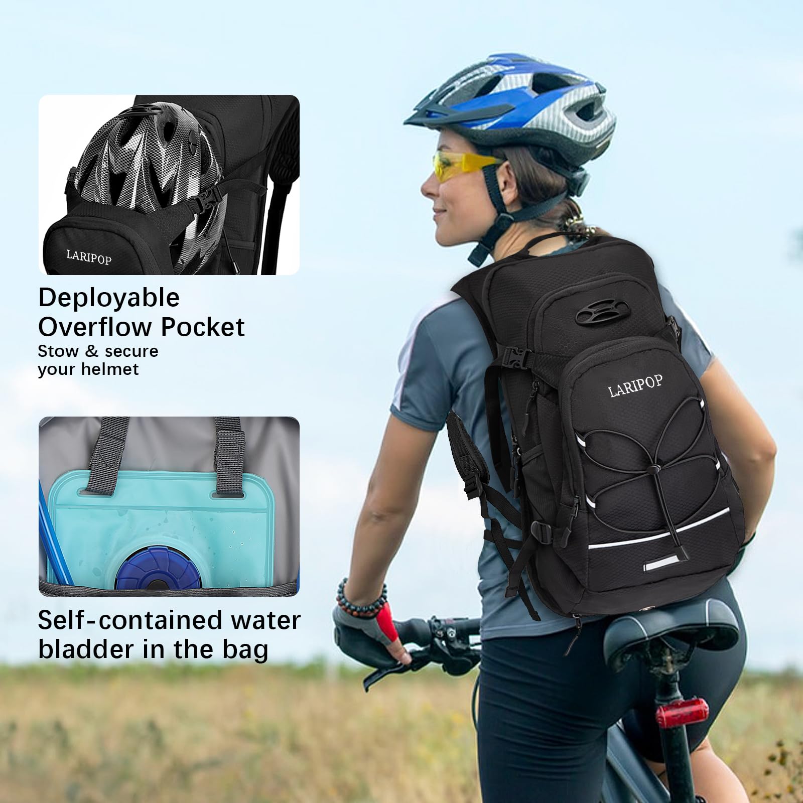 LARIPOP Zaino per escursionismo e idratazione, per corsa, sentiero, escursionismo, ciclismo, maratona, per donne e uomini, idea regalo