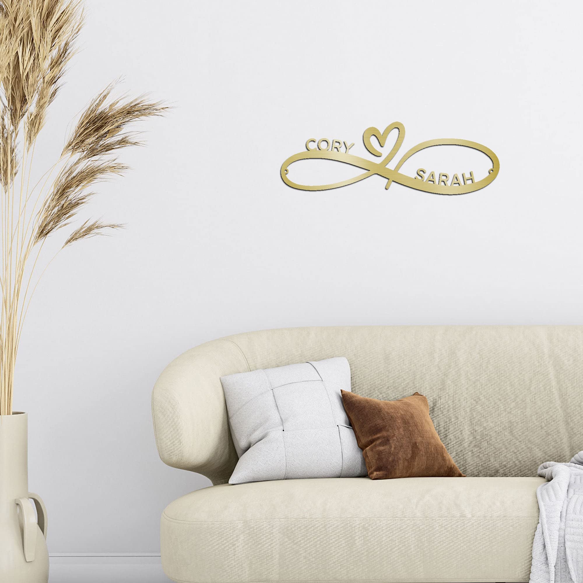 Spring Pet Products Personalized Infinity Heart Metal Wall Art Custom Name Laser Cut Steel Sign Romantic Couple Gift