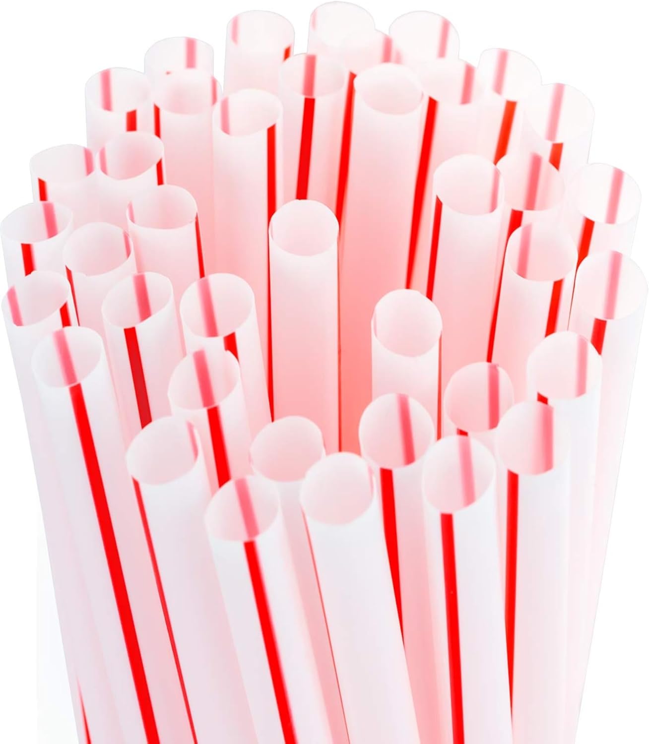 Retro, Extra Sturdy Sanitary Plastic Straws 600pk. BPA-Free, Individually Wrapped Red and White Striped Jumbo Disposable 7.75 Inch Drinking Straw. Best for Milkshakes, Smoothies, and Thick Drinks.