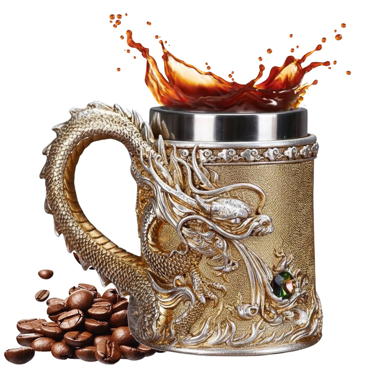 Taza de Dragón en metal chino repujado hecha para coleccionistas
