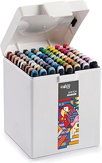 CARIOCA Plus Sketch Marker Hard Box – 80 Assorted Colours, Dual Tip Alcohol-Based Art Markers with Brush & Chisel Nibs, Professional Art & Design Set in Rigid Case, Designed in Italy