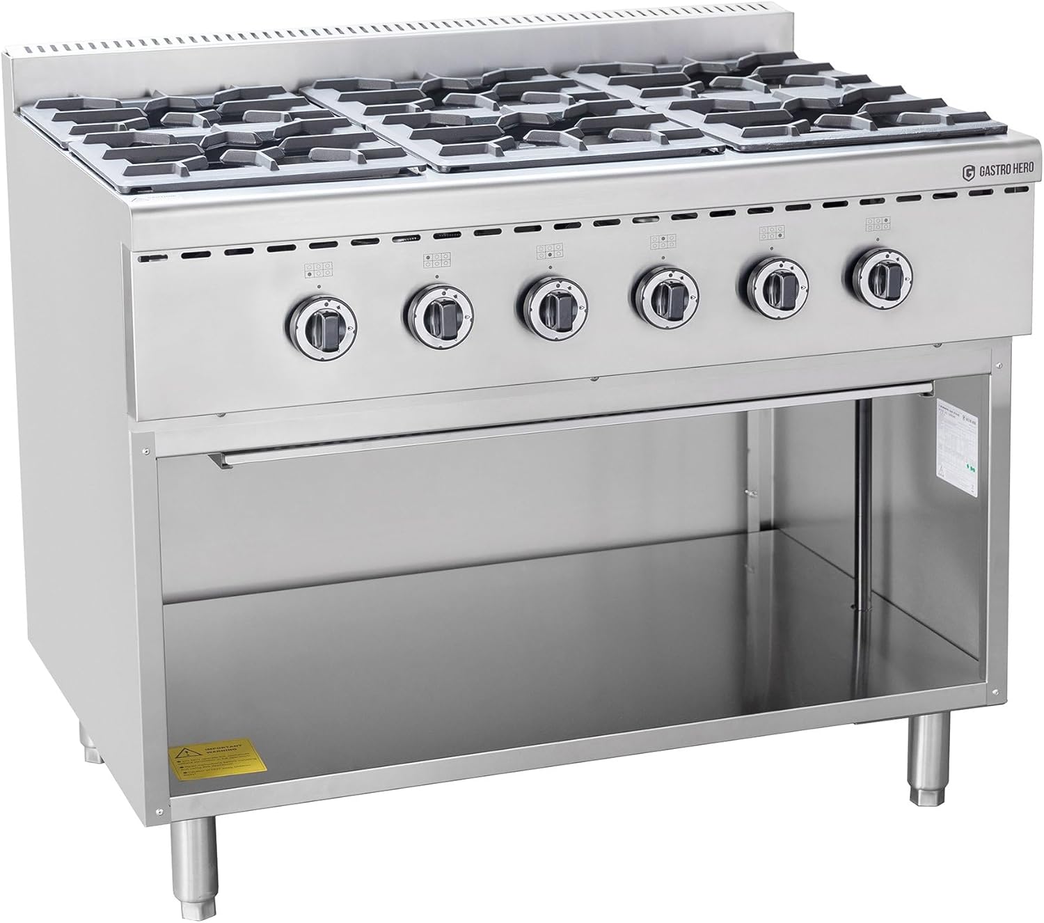 ECO Gas Range with Open Base - 43.2 kW - 6 Burners by GastroHero