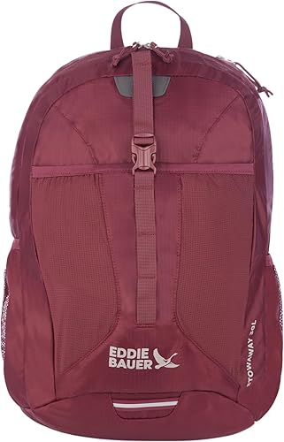 Eddie Bauer Stowaway Mochila plegable  Viajes  Al aire libre  Ligero  Plegable  Duradero  Poliéster Ripstop  30L - Cereza negra