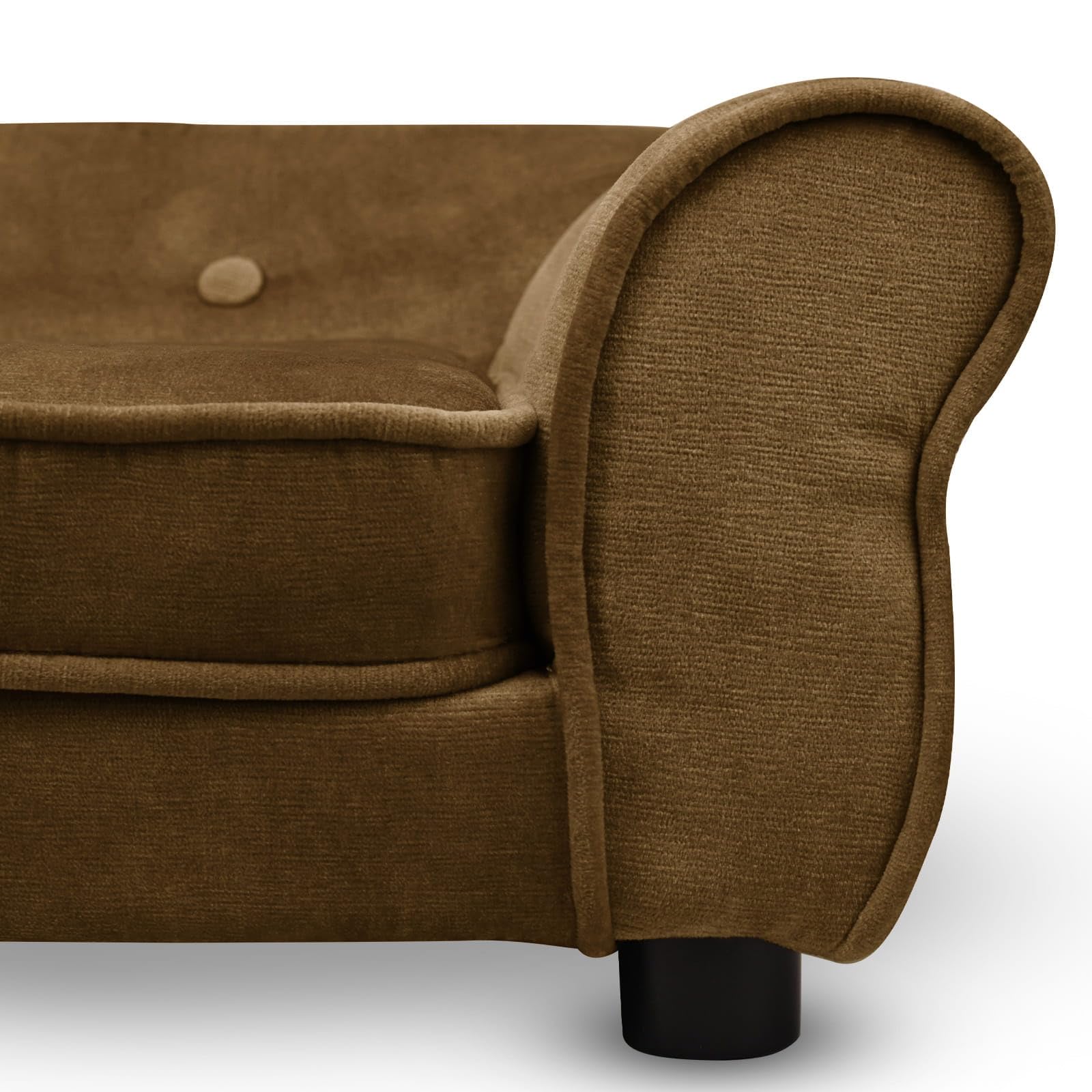MG Design Canapé pour Chien et Chat Marron – Structure en Bois, Assise rembourrée, Facile à Nettoyer – prêt à l’Emploi