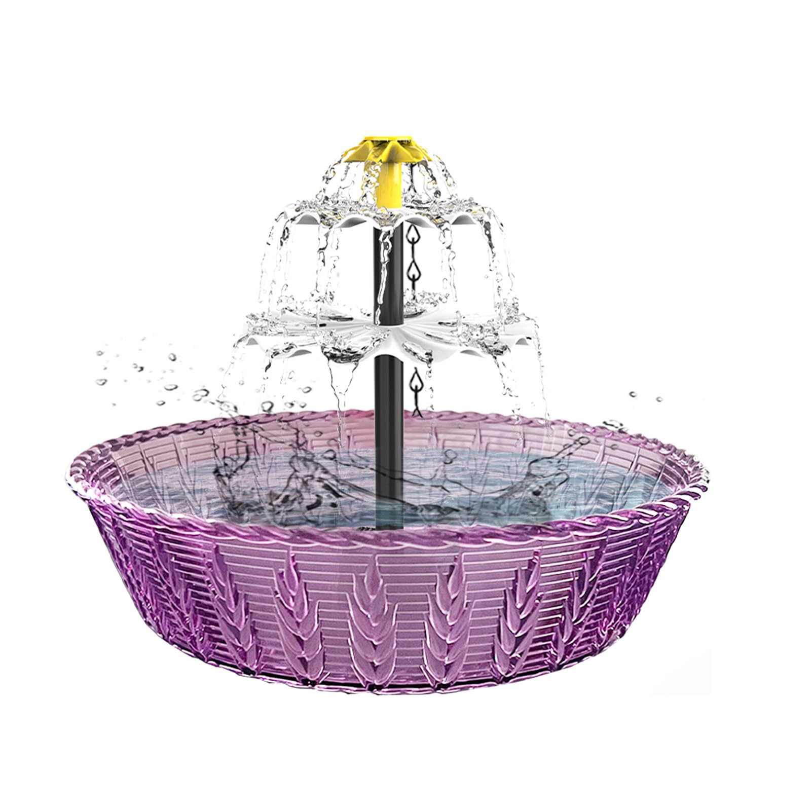 Fuente solar para pájaros con pantalla fascinante, fácil de instalar, pequeña fuente para exteriores funciona con energía solar