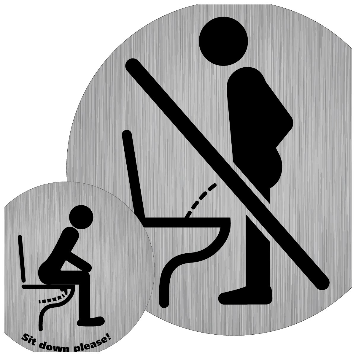 immi Kombi Toiletten-Aufkleber, Nicht im Stehen, Im Sitzen pinkeln, 95/50mmØ