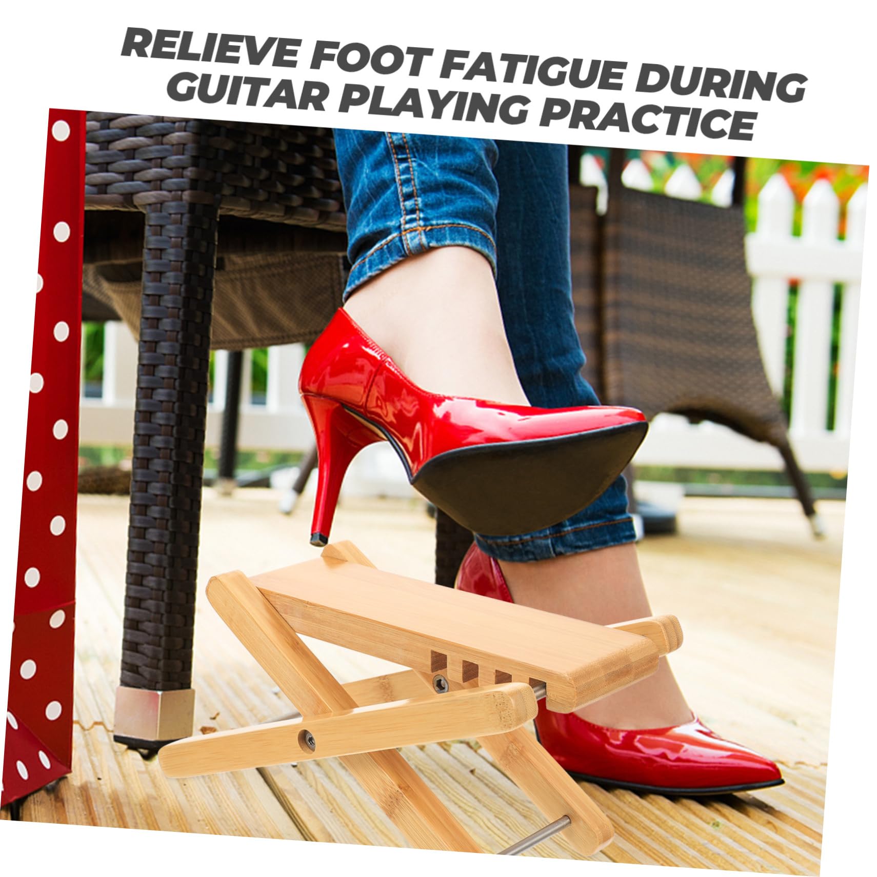 Wakauto Foot Rest for Guitar Guitar Footstool Bamboo Footboard Adjustable Foot Rest Easy to Store