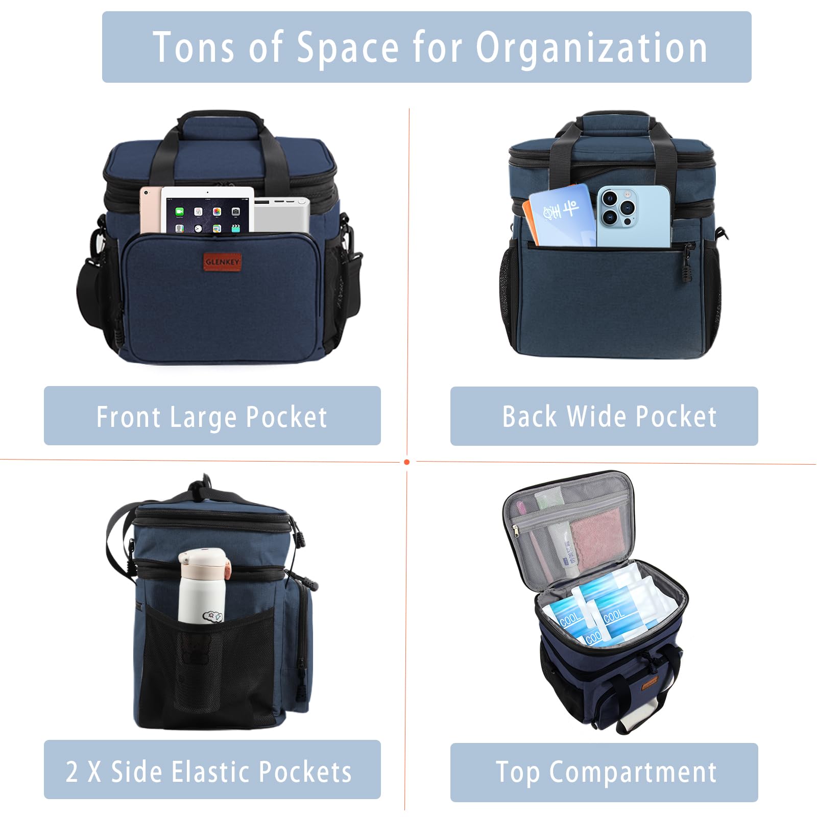 GLENKEY Lunch Box: Expandable & Leakproof Cooler -3