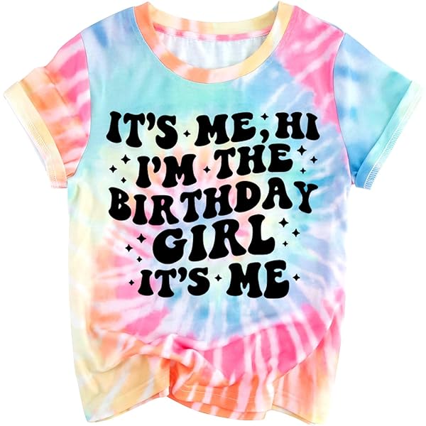 KALYRE Birthday Girl Shirt Its Me Hi Im The Birthday Girl Its Me T-Shirts Kids Short Sleeve Tee Outfit 5-14 Year