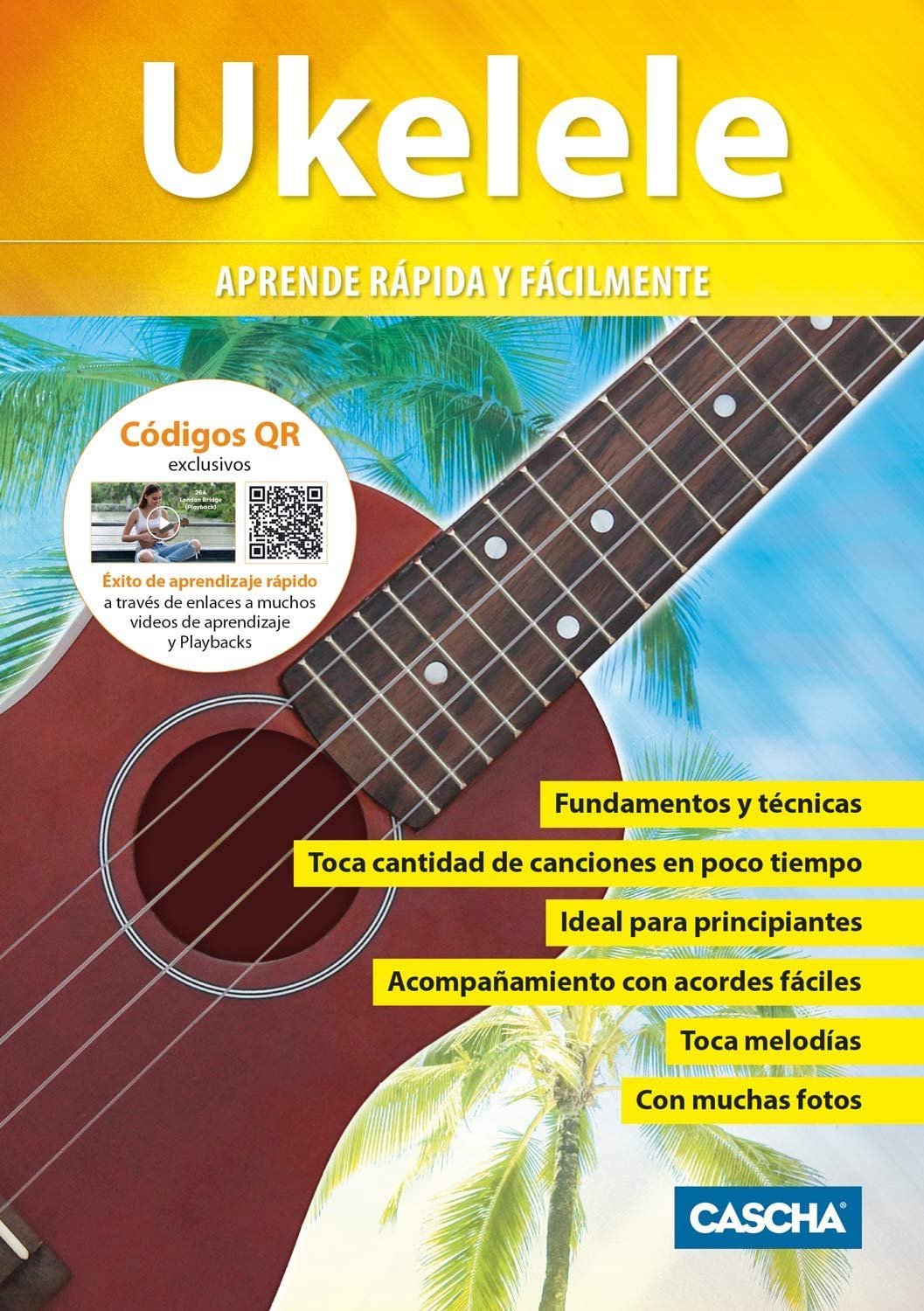 CASCHA Sopran Ukulele Set Spanisch für Kinder und Erwachsene I Starter Kit mit 3 Plektren Tasche Lehrbuch Lernvideos über QR-Code I Stimmgerät I Aquila Saiten I Kleine Hawaii Gitarre I Pink/Rosa