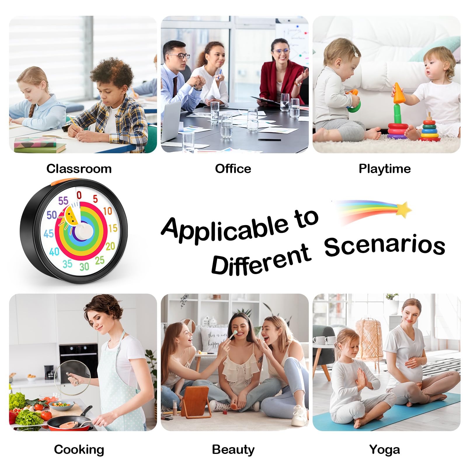 Secura 60-Minute Visual Timer for Kids Classroom Countdown Timers with 'Rainbow' Pattern - Image 3