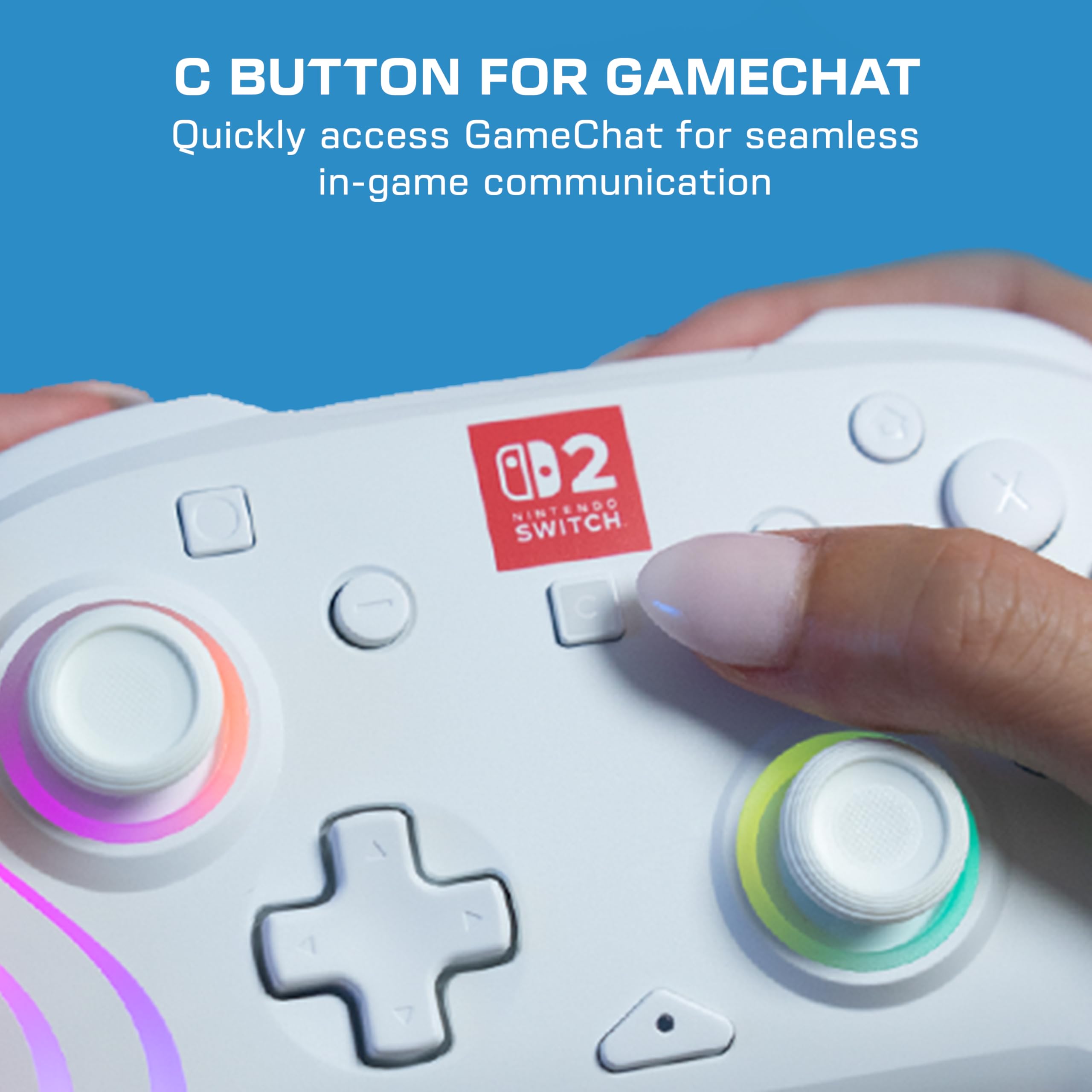 Turtle Beach Afterglow Bianco Controller da gaming RGB wireless con licenza ufficiale per Nintendo Switch 2