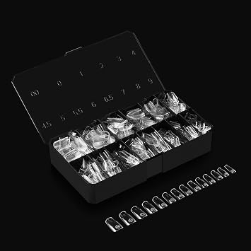 Apres Gel-X Square Box of Nail Tips | 280 Gel-X Tips, Soft Tips, 14 Sizes 00-9 | Half-sizes Included (Natural Square Medium, 280 Count)