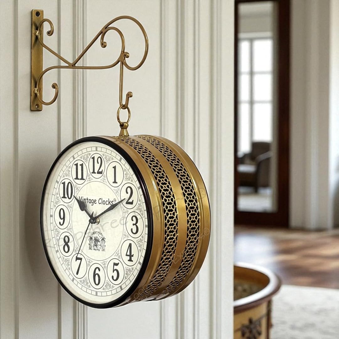 Buy Vintage Clock Handcrafted Double Side Wall Clock 1 Year