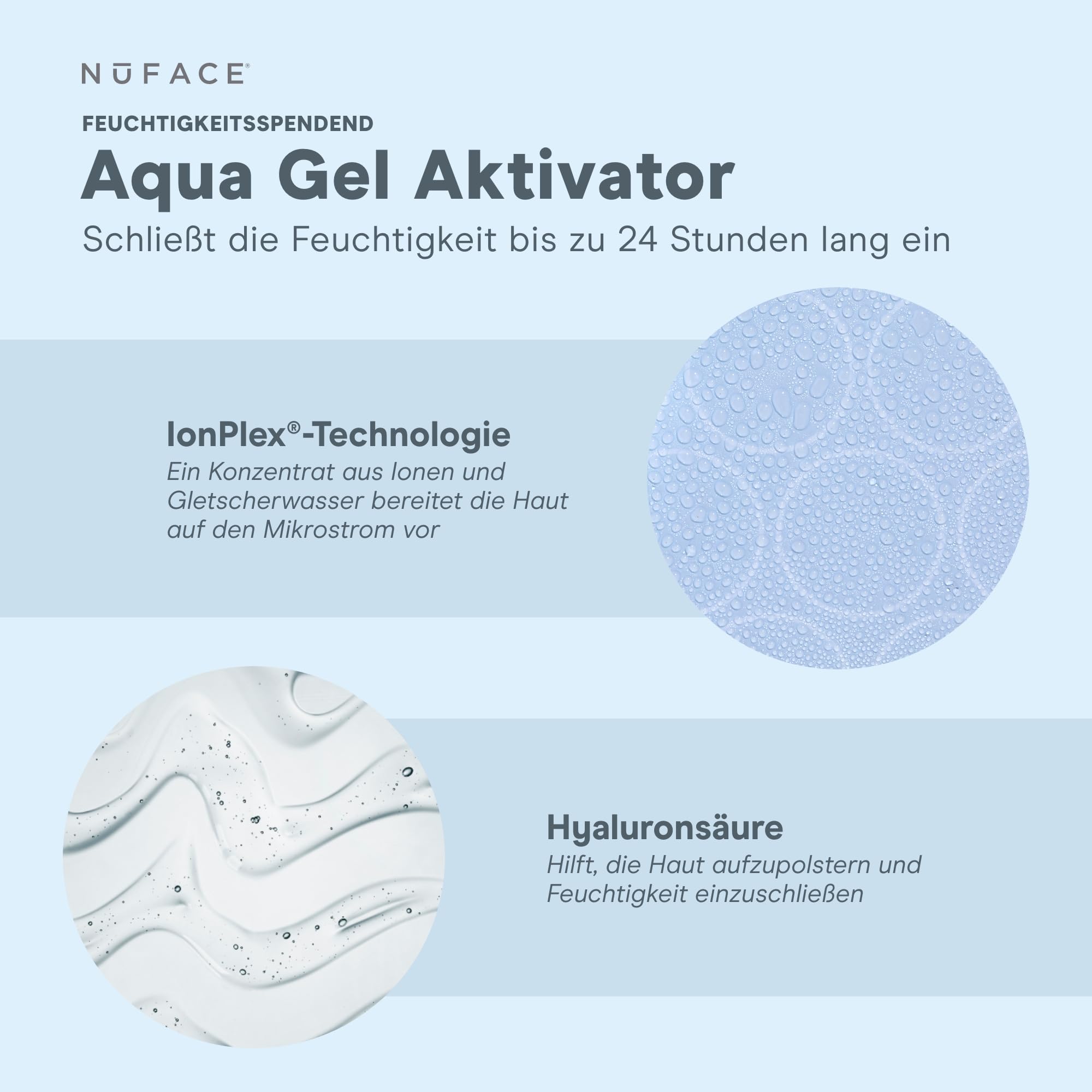 NuFACE Aqua Gel Activator - leitfähiges Gel & Aktivator - mit IonPlex & Hyaluronsäure - optimiert Mikrostrom-Behandlungen mit dem NuFACE Microcurrent Device (295 ml)