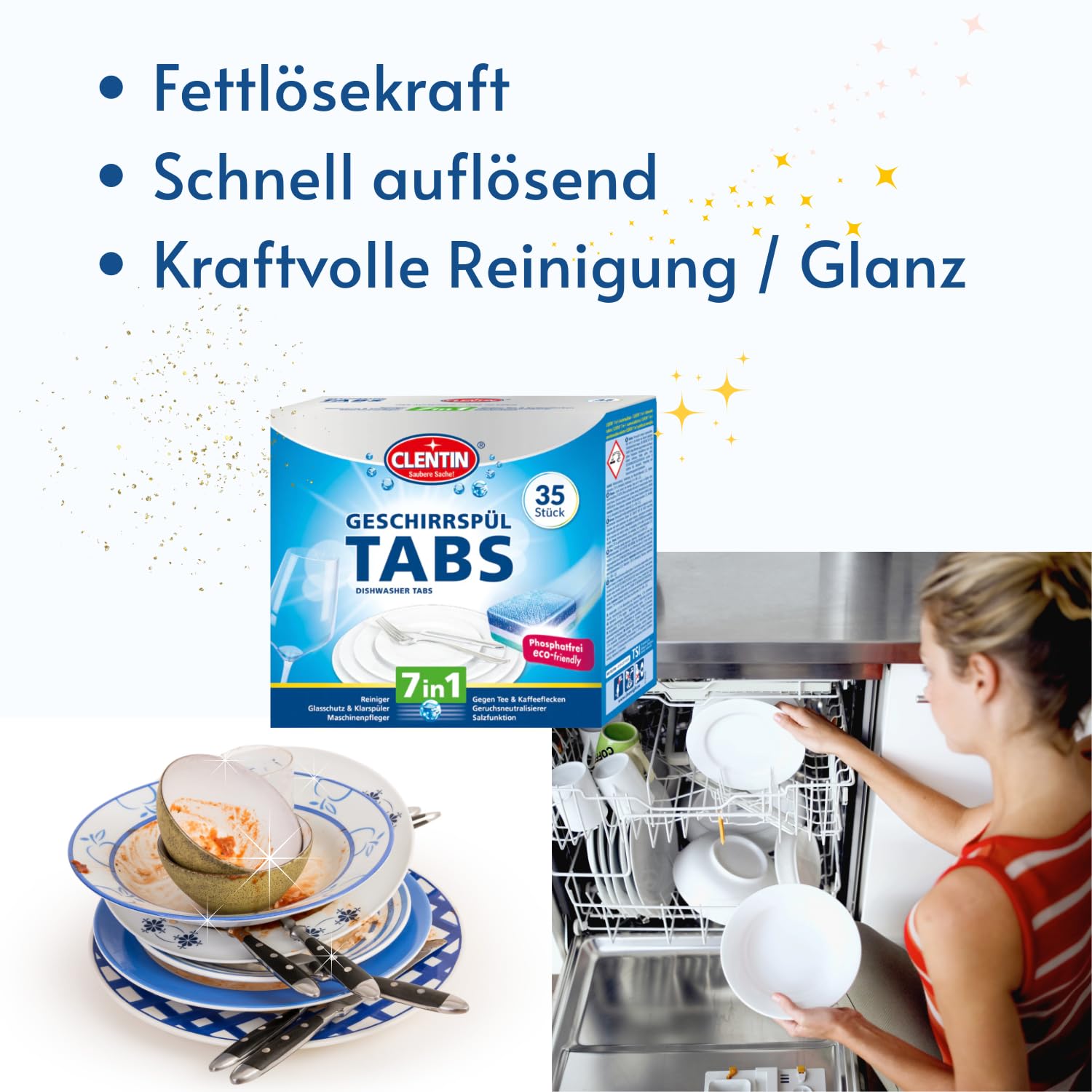 Geschirrspültabs 12 x (35 Stk á 20g) Spülmaschinentabs kompakte Reinigungsmittel 7in1 Multi Power