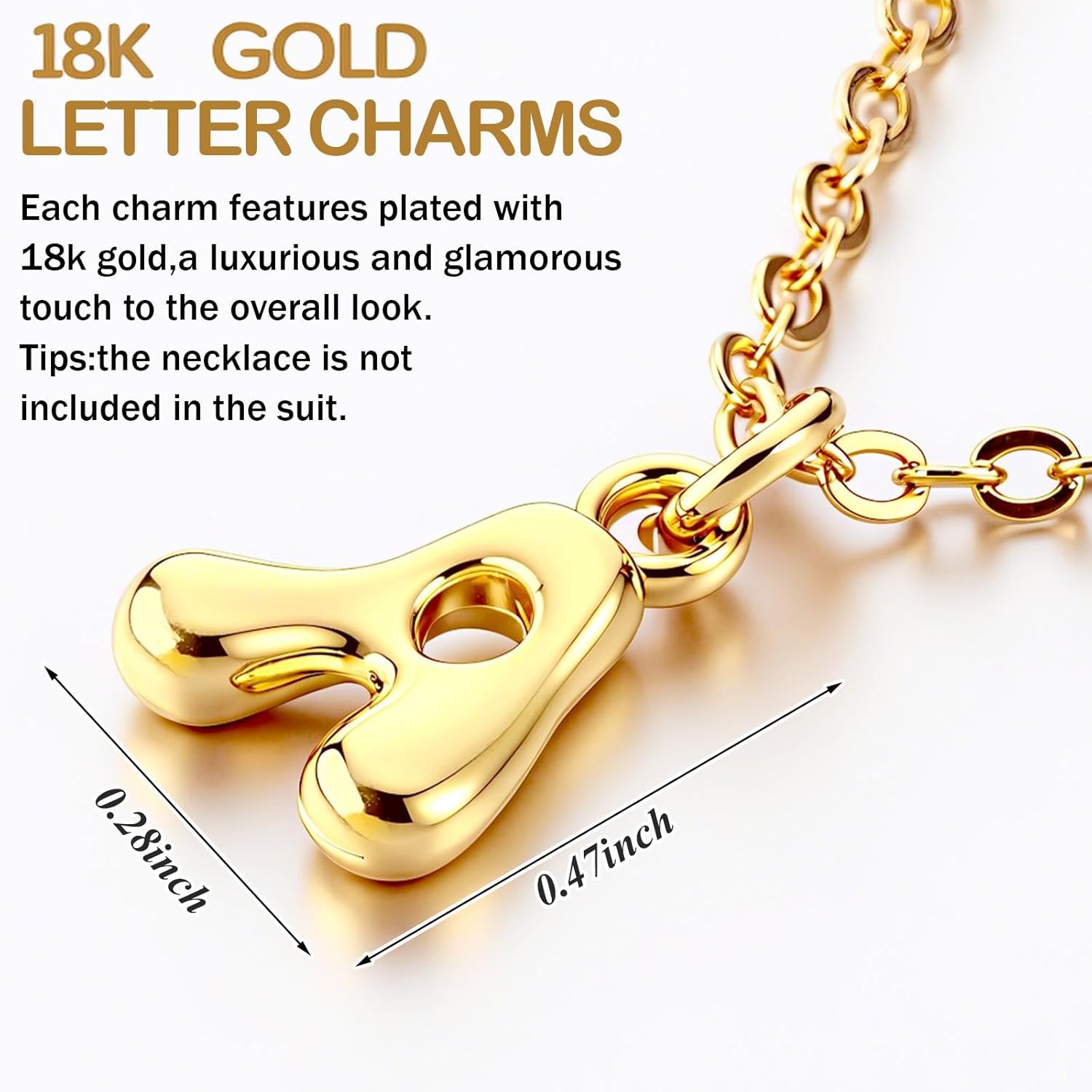 Tondiamo 52 Pcs 18 K Gold Bubbled A- Z Alphabet Letter Charms Initial Pendant Letters for Jewelry Making 3D Bubble Slide Glitter Trendy Chunky Charms Women DIY Bracelet Necklace Earrings - Image 2