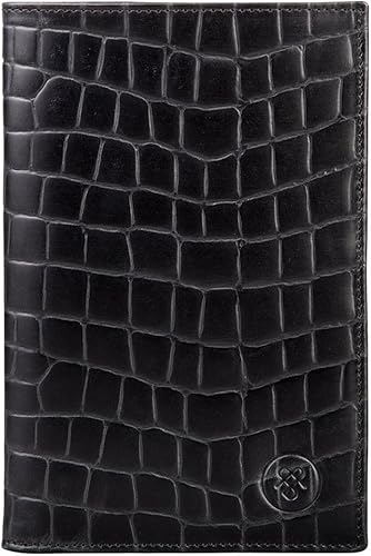 Maxwell Scott - Cartera de piel de lujo para hombre diseño de cocodrilo Pianillo hecho a mano en Italia negro Black Croco Moderno