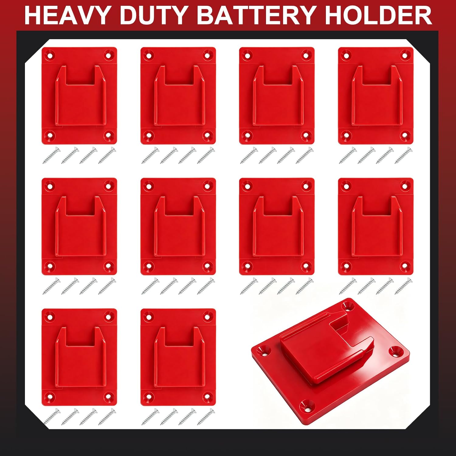 10Pack Tool Mount Holder With Screws for Milwaukee M18 18v Cordless Power Tools, Heavy Duty Drill holder Wall Mount Fit Milwaukee M18 18V Drill/Driver 2804-22 2803-22 2803-20 2804-20 2604-20 view 6