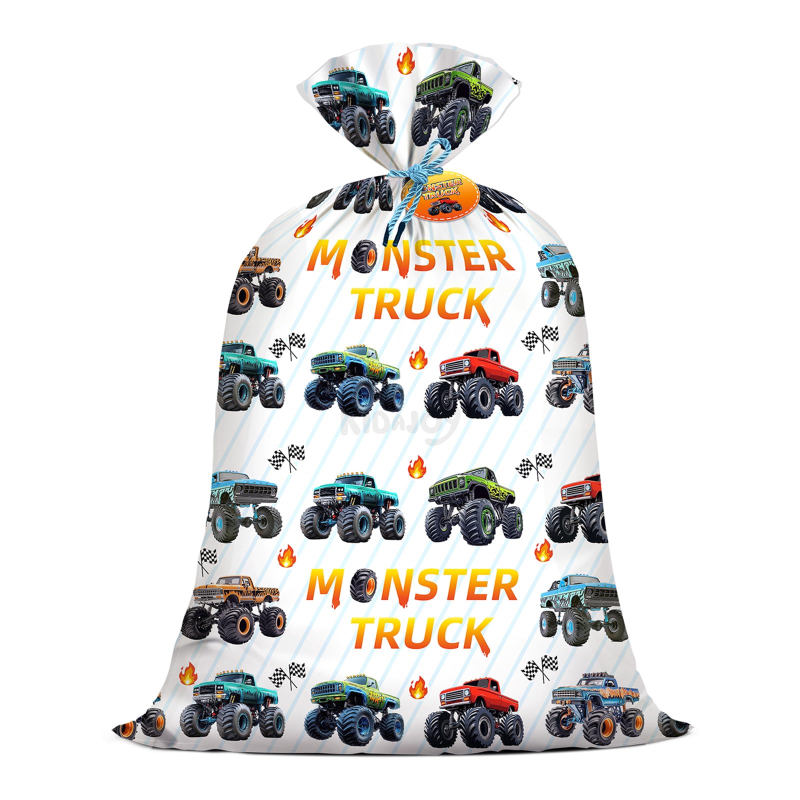 Extra Large Monster Truck Birthday Plastic Gift Bags for Boys 36x56 Inch Jumbo Gift Bag with Trucks Themed for Kids Baby Boy Happy Birthday Baby