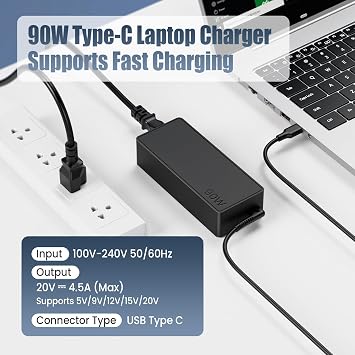 50 Pack 90W USB C Laptop Charger Compatible with Lenovo ThinkPad X1 Carbon T14, Yoga 7/9; HP Spectre x360/Envy; ASUS ZenBook/VivoBook; Acer Swift/Spin; Chromebook, Windows PD Type-C Power Adapter