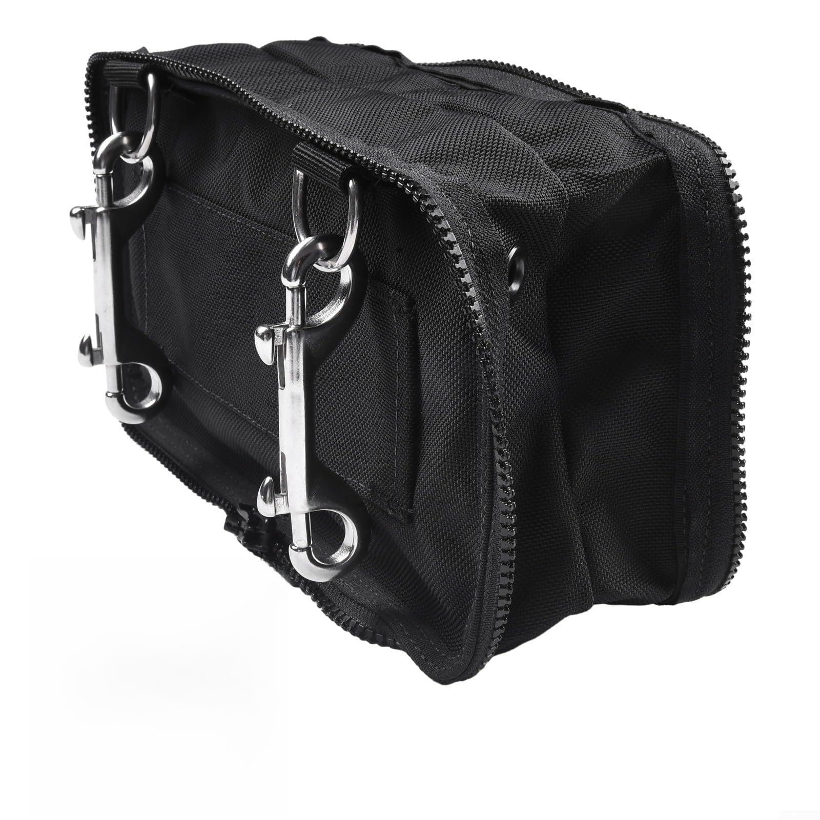 Scuba Diving Sidemount Pouch for BCD Attachment Storage Pocket, Nylon Dive Accessory Bag with Snap Hook, Underwater Gear Mounting Pouch