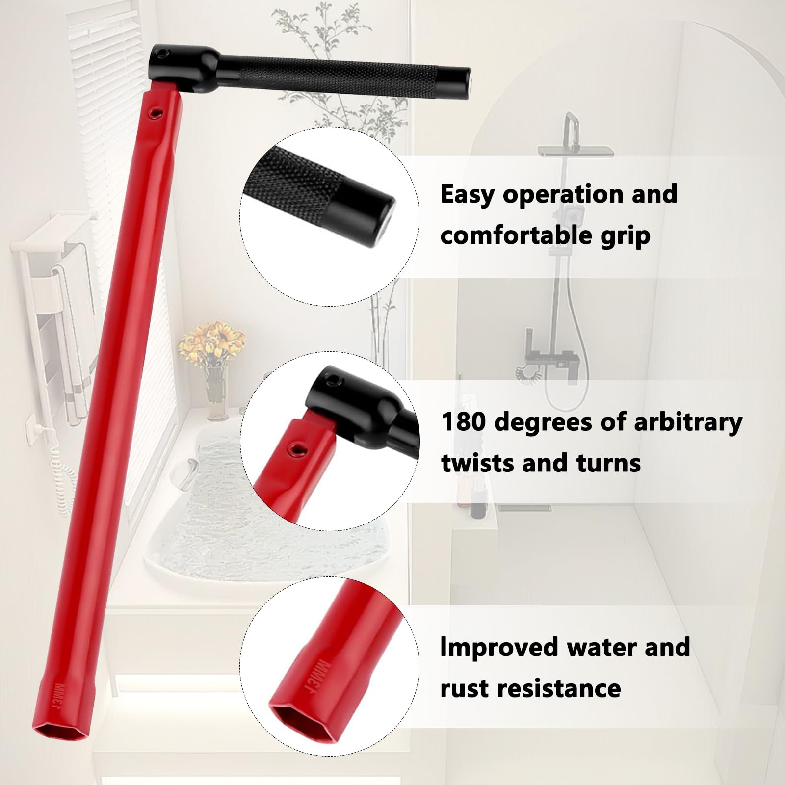 XIAQICA Clé Pour Robinet Évier 13mm Avec Adaptateurs 8-12mm - Outil Installation Robinetterie