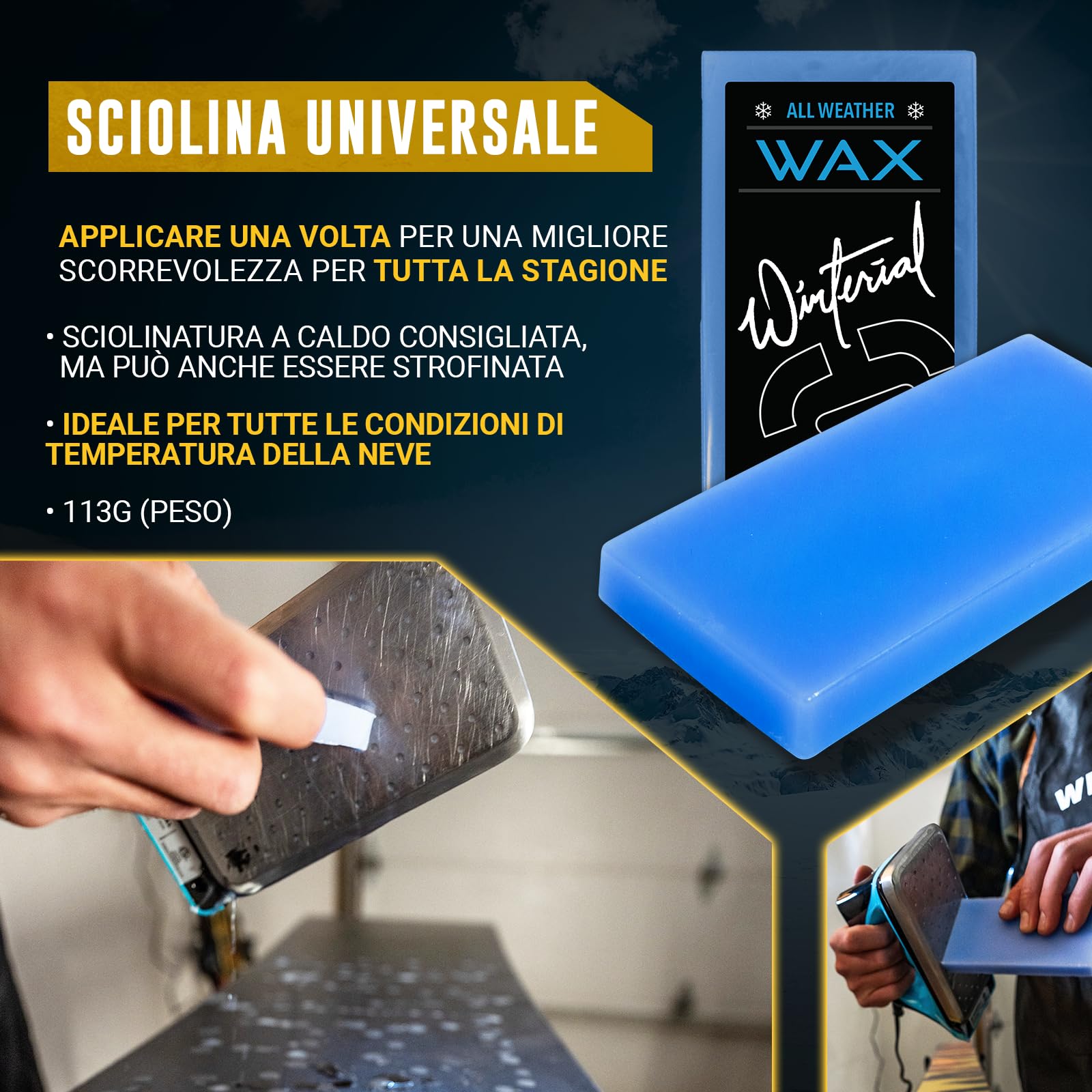 Winterial Kit di Messa a Punto per Snowboard e Sci, con Ferro, Cera per Snowboard per Tutte Le Temperature