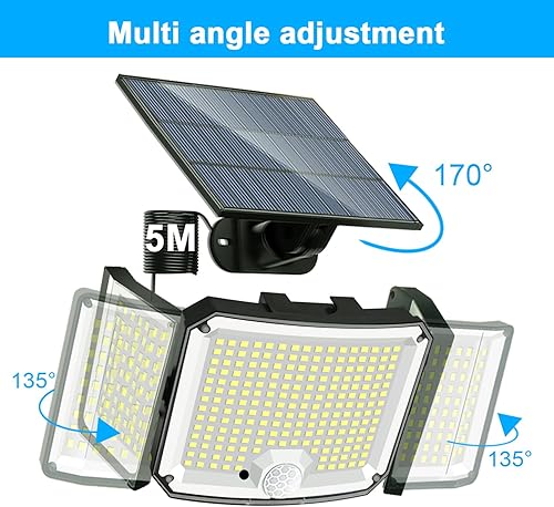 Miniatura 5 de Luz solar LED para exteriores, 346 luces LED solares de jardín, 3 modos IP65, impermeable, sensor de movimiento, lámpara de pared, luces solares de