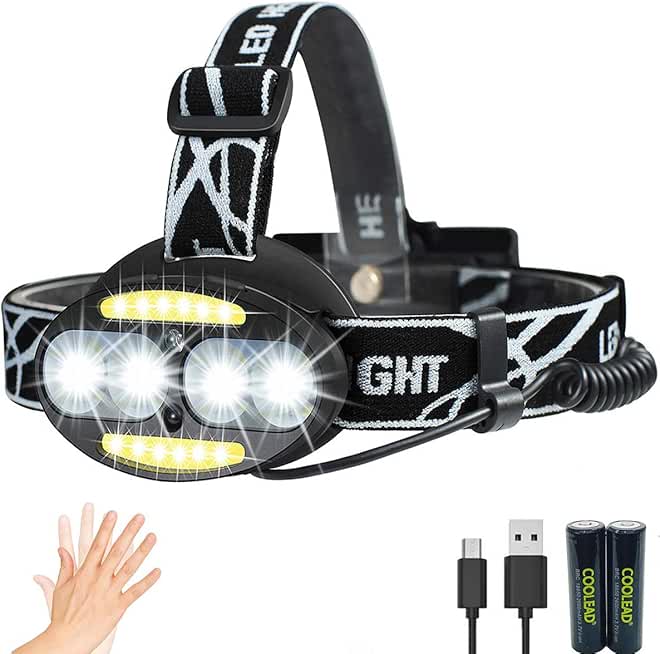 Lampe Frontale Yactus 8000 Lumens – 5 LED CREE – Zoom étanche + 2 Batteries 18650