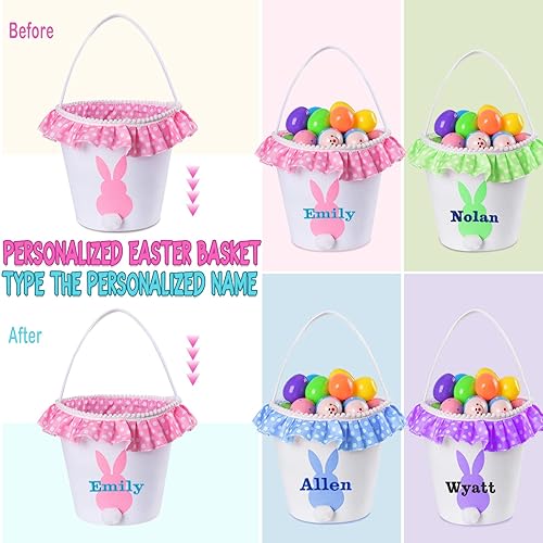 Miniatura 31 de Cestas de Pascua personalizadas para niños, cesta de Pascua, regalos de Pascua, cesta de conejo de Pascua, cesta de caza de huevos de Pascua, cesta