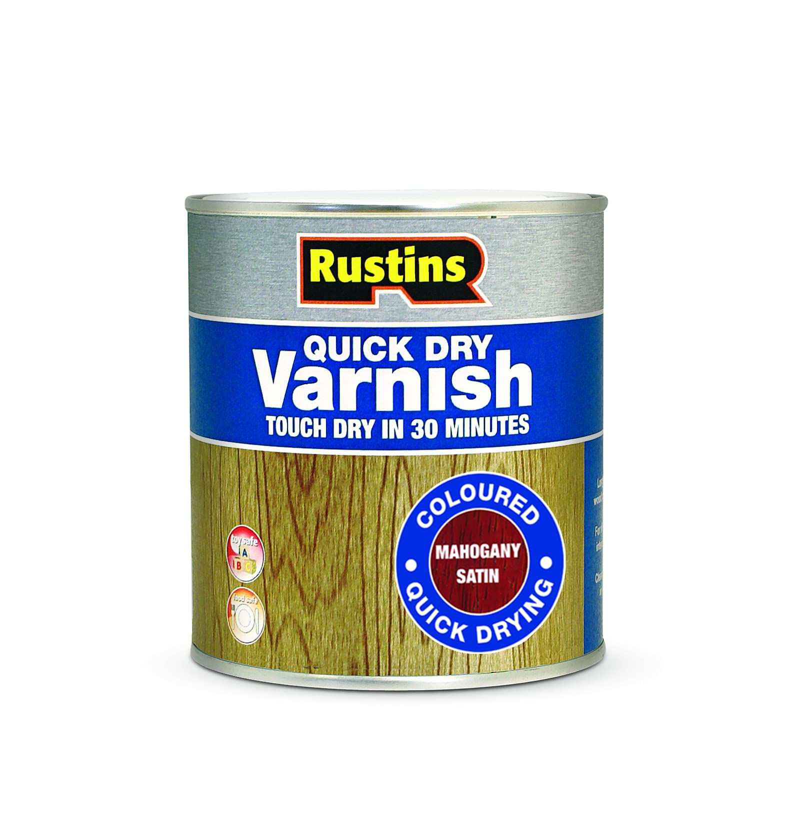 Rustins Satin Mahogany Quick Dry Varnish Mahogany 1L