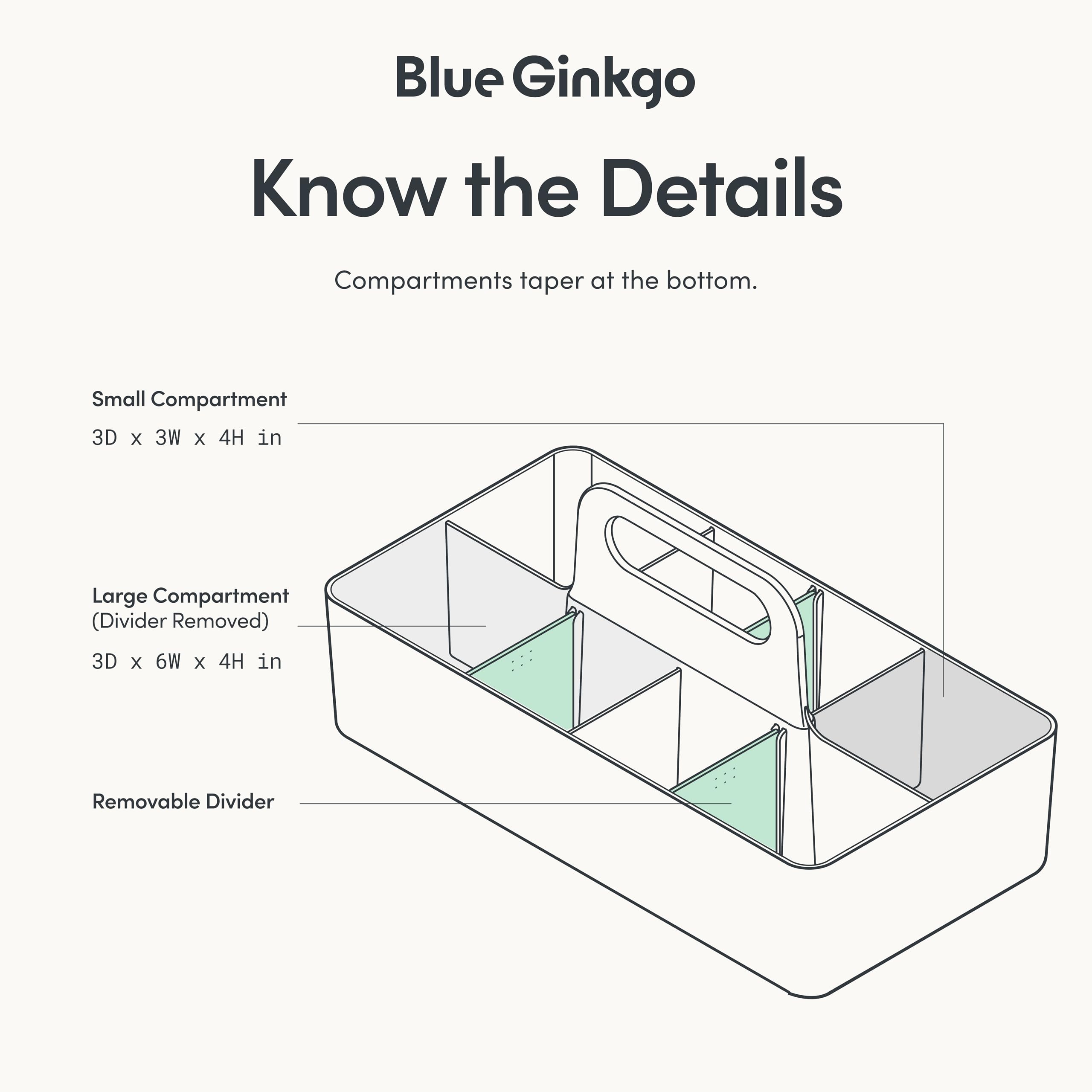 BLUE GINKGO Portaoggetti Multiuso - Caddy in Plastica Impilabile con Maniglia | per Artigianato, Scrivania, Organizzatori e Contenitori Artistici, Trucco (Lungo Rettangolo)