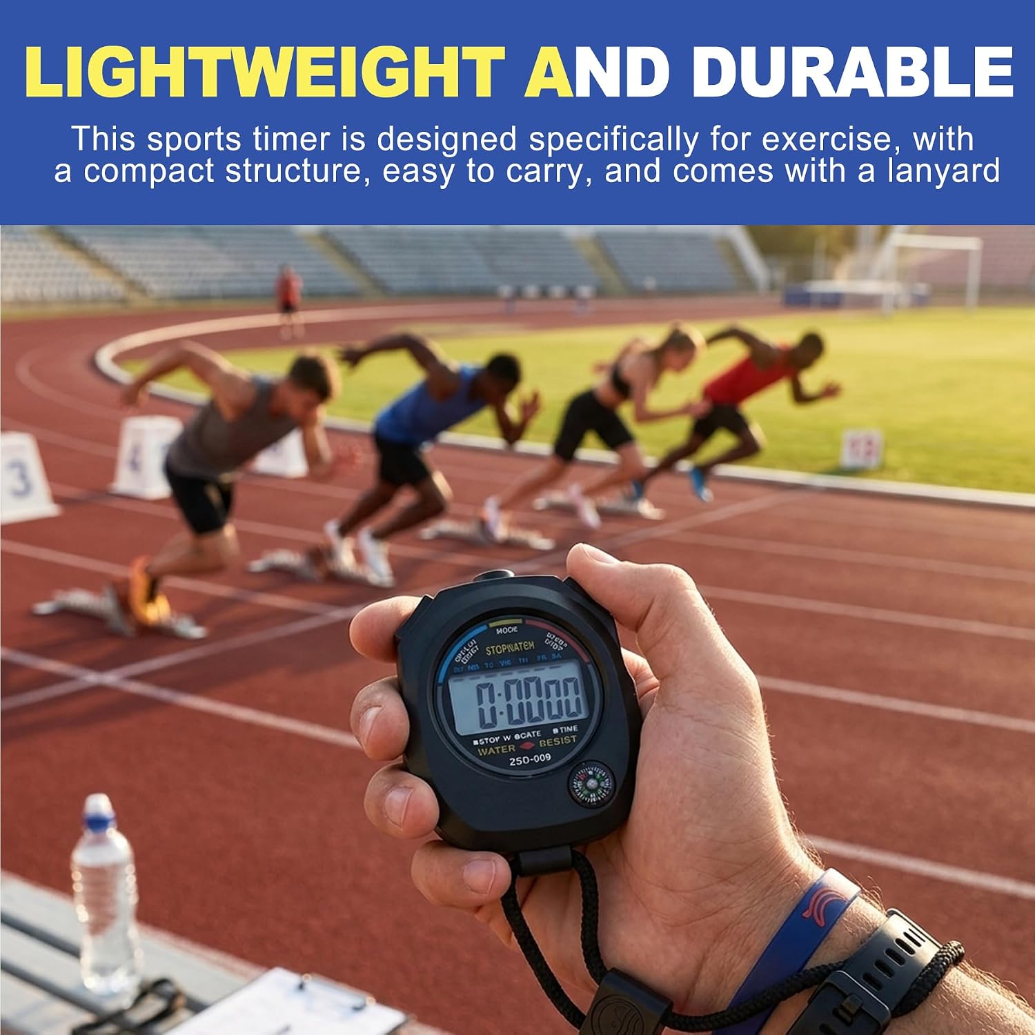 2 Pack Digital Stopwatch Timer, Large Display Stop Watch with Date Alarm, 1/100s Accuracy Stopwatches for Coaches, Kids Sports, Referee & Fitness Training