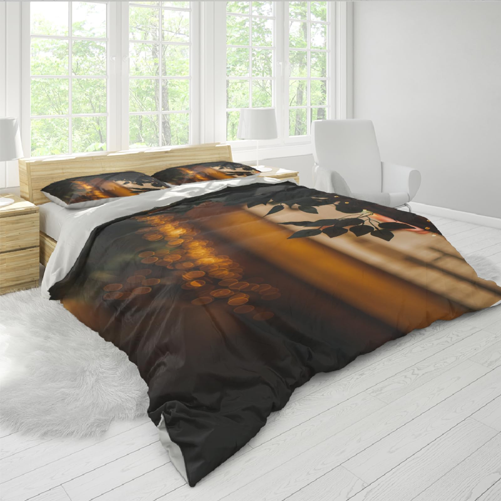 Housse de couette scène de nuit pour une décoration de chambre classique de Noël