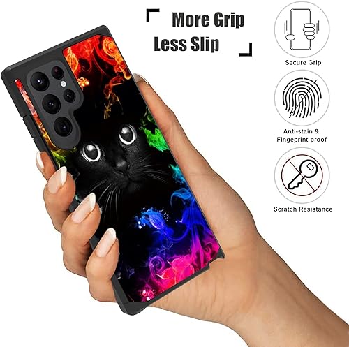 Miniatura 6 de Funda para Galaxy S22 Ultra, resistente 2 en 1 de doble capa híbrida de policarbonato duro y silicona suave a prueba de golpes, funda de protección