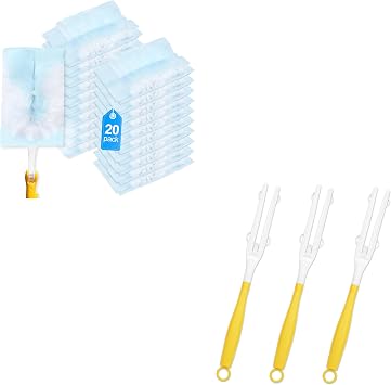 20+3 Pack Duster Refill Compatible with Swiffer Hand Duster with 3 Replacement Duster Handles, Unscented Disposable Heavy Duty Duster Refills, Dusters Refills for Cleaning, Blinds & Ceiling F