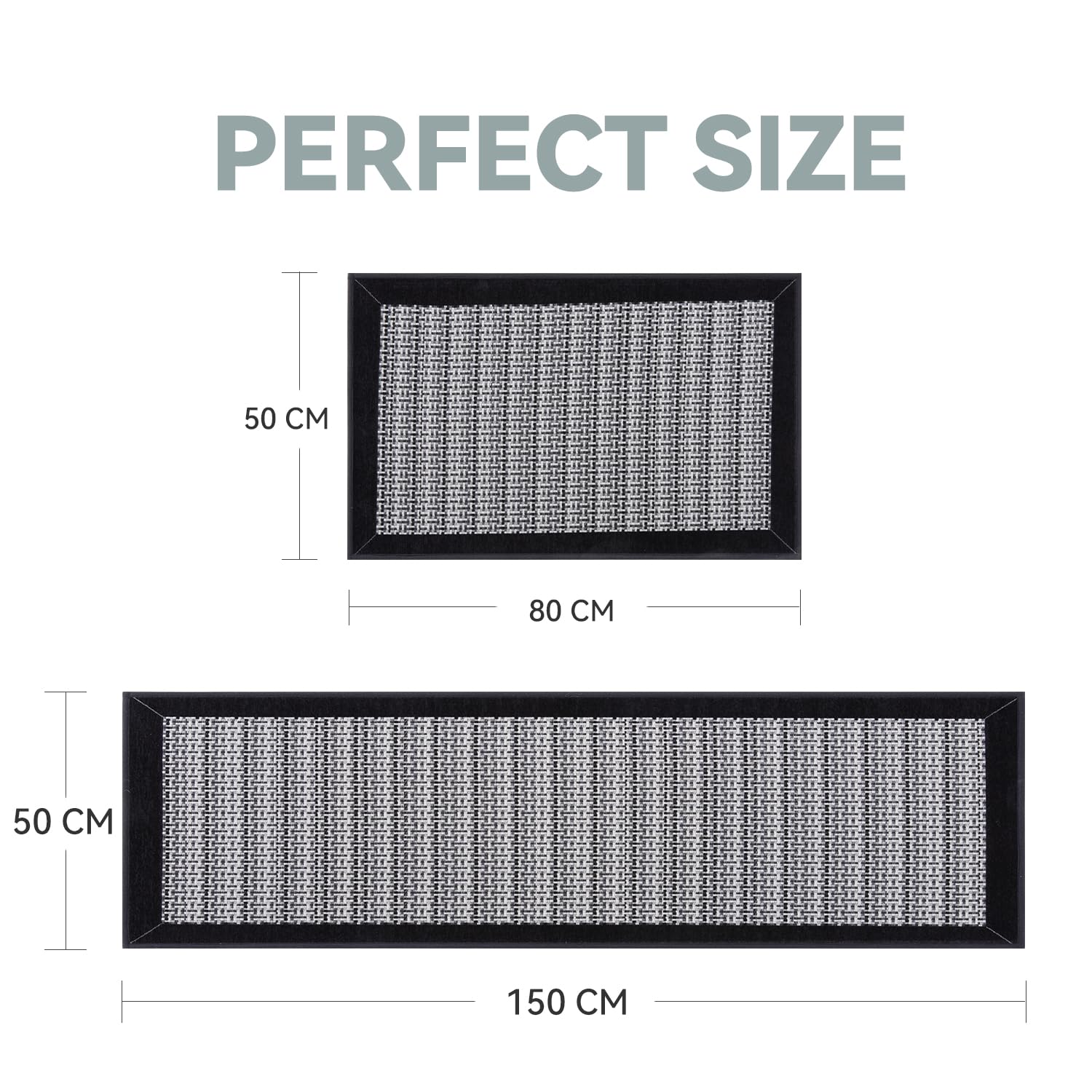 SIXHOME Tapis de Cuisine Antidérapant en Caoutchouc Lavable en Machine Absorbant Noir 50x80+50x150cm