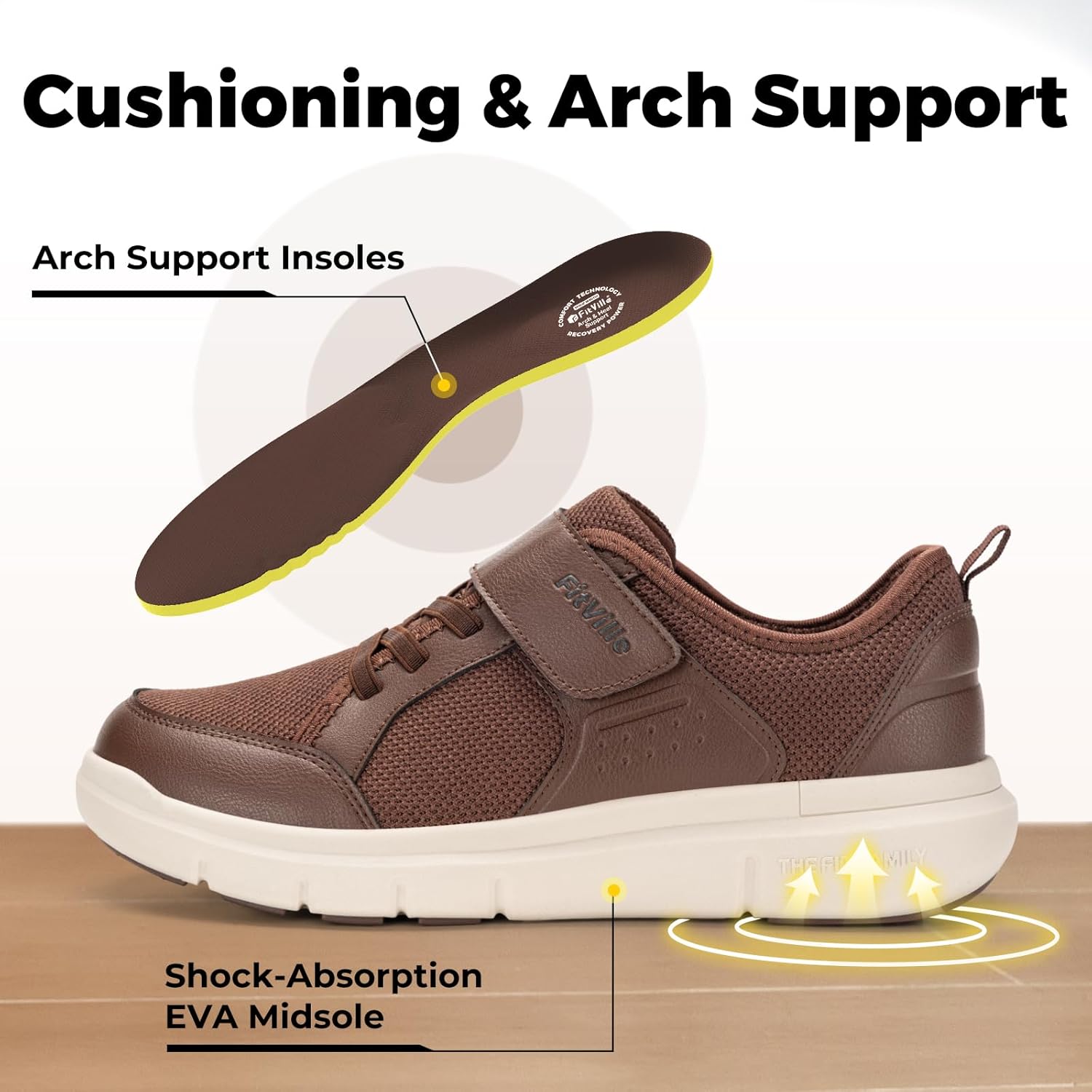 FitVille Wide Diabetic Walking Shoes for Men, Lightweight Non-Slip Breathable Casual Shoes for Swollen Feet for Standing All Day - Image 4