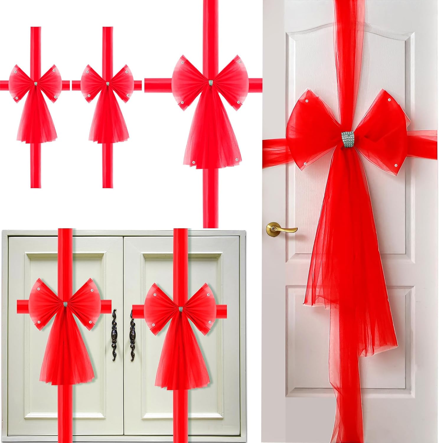 Crowye 3 Pcs Christmas Door Ribbon Bow Large Door