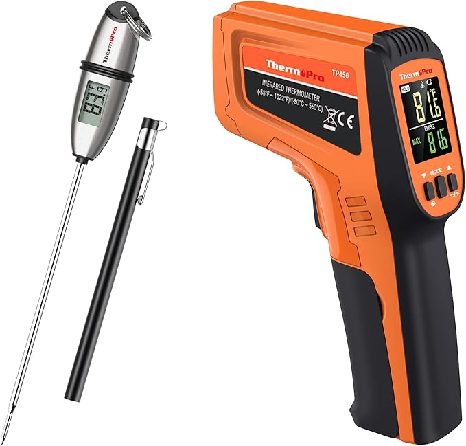 Review ThermoPro TP-02S Instant Read Meat Thermometer+ThermoPro TP450 Dual Laser Temperature Gun for Cooking Review ThermoPro TP-02S Instant Read Meat Thermometer+ThermoPro TP450 Dual Laser Temperature Gun for Cooking