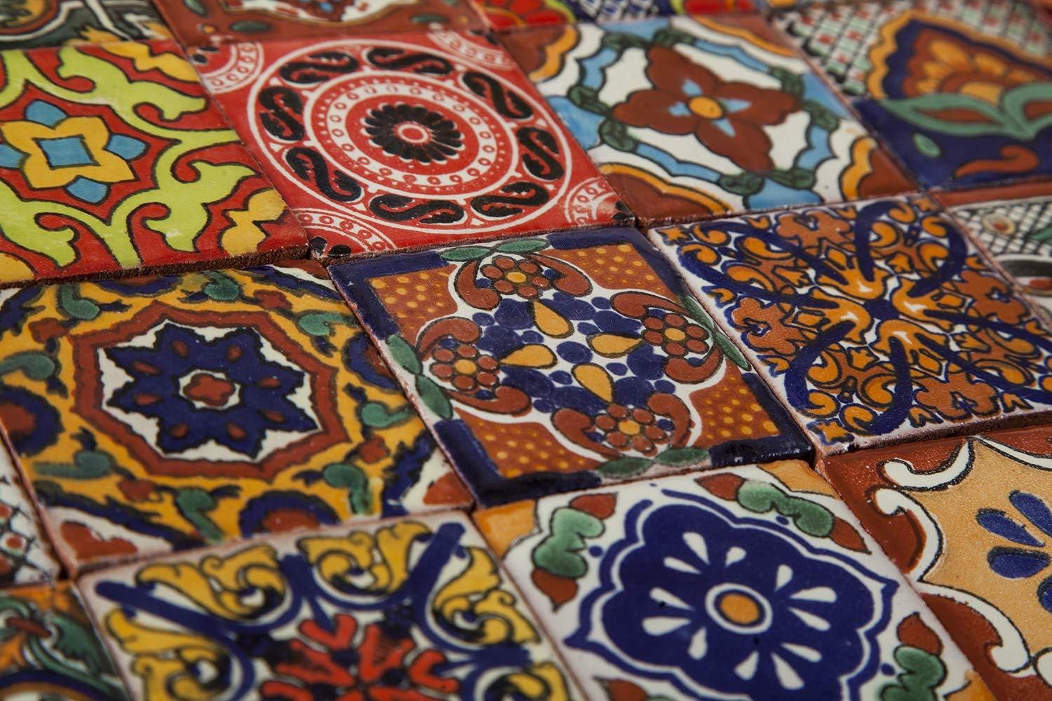 Mexican Ceramic Tiles 2x2 - Caliente by Cerames - 120 Decorative Mexican Mosaic Tiles for Bathroom, Kitchen, Shower, Stairs, Living Room, Kitchen backsplash | Mexican Tiles backsplash Talavera