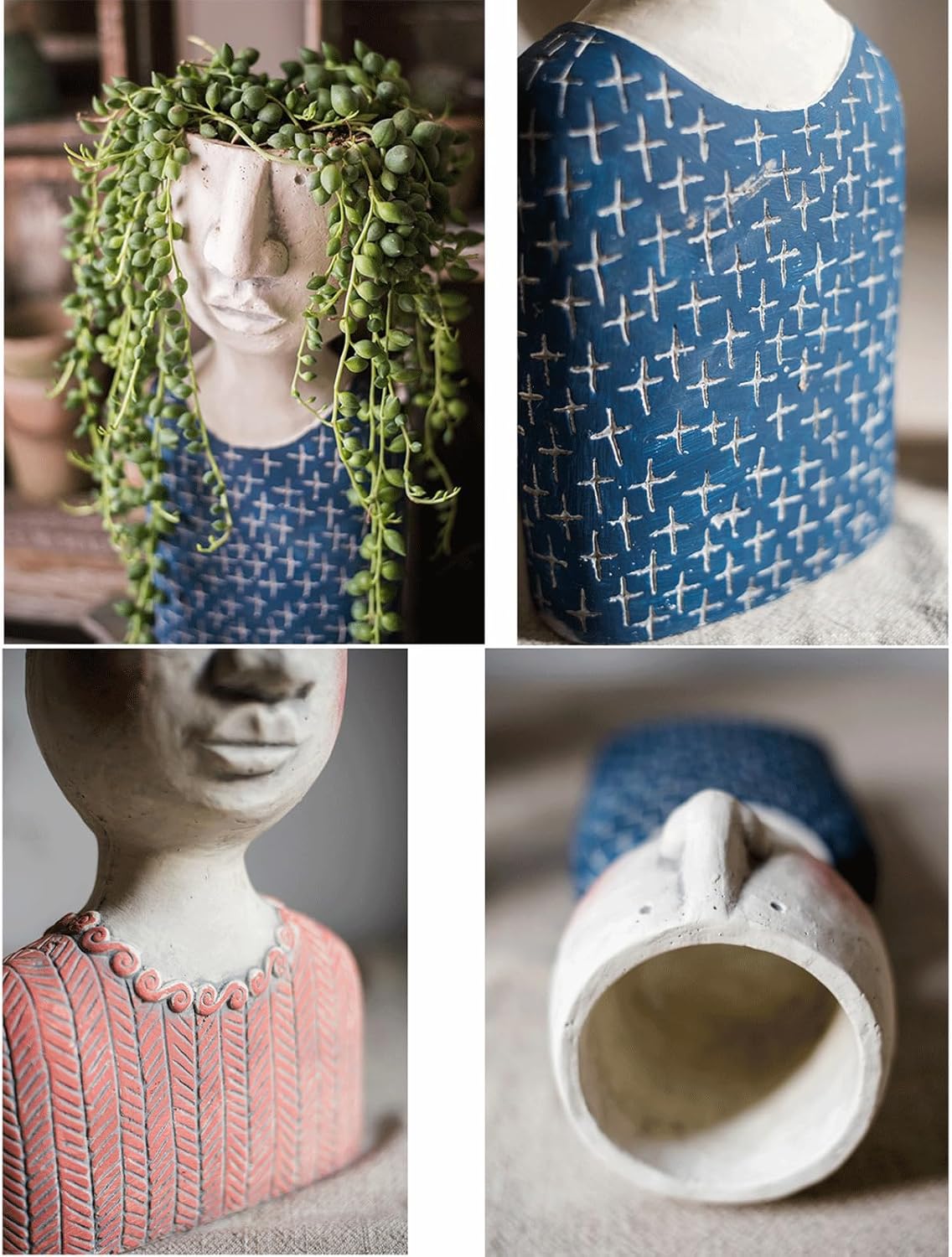 Plant Pots Head Planter Face Planter Pot Outdoor Face Flower Pot Plants Succulent Head Planters Face Planters Planter for Garden Decor Head Planters for Indoor Plants Spring Decor