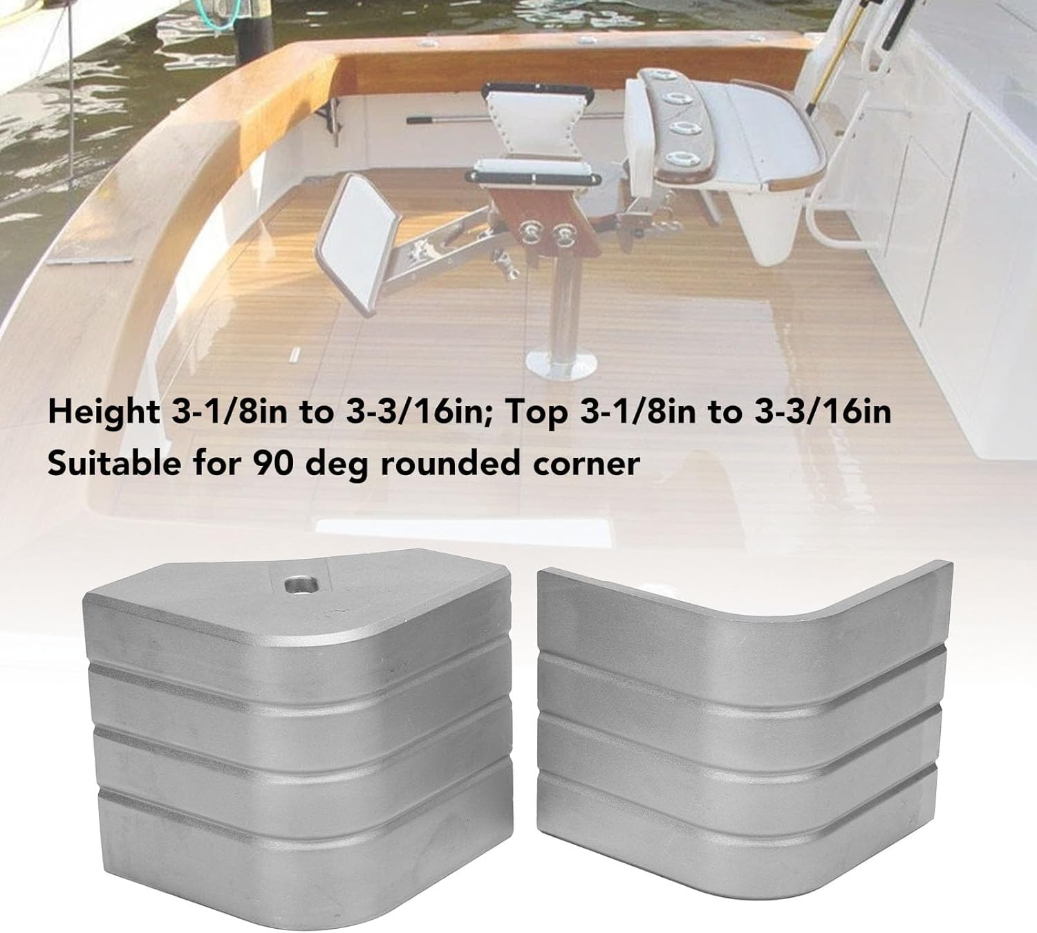 Aluminum Pontoon Corner Caps, 4PCS Boat Corner Caps Aluminum Pontoon Deck Corner Bumper for 90 Degree Rounded Corner, Height: 3-1/8in to 3-3/16in Top: 3-1/8in to 3-3/16in