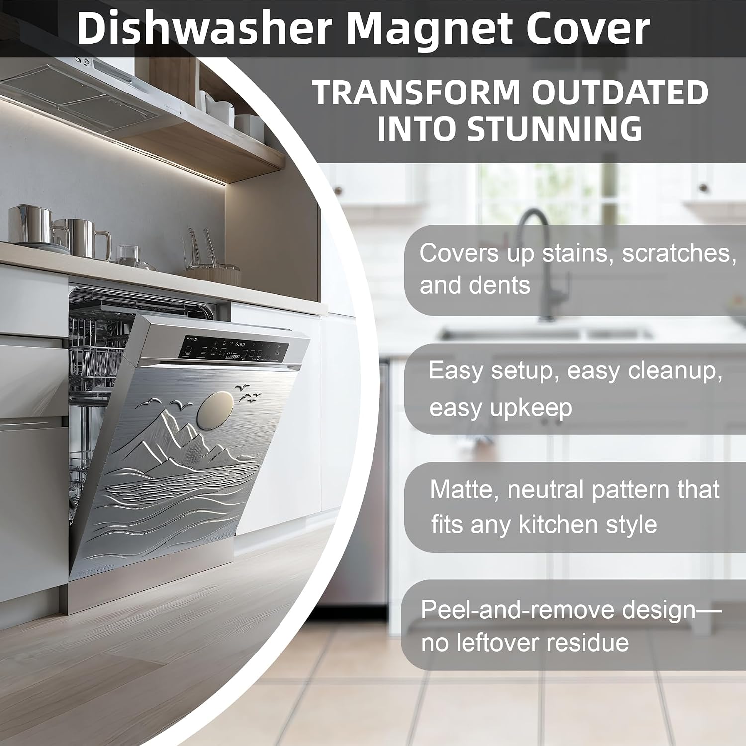 Dishwasher & Refrigerator Magnetic Sticker Cover Panel Decal - 23"x26" Waterproof Decorative Magnet for Kitchen Appliances, Reusable Fridge Door Cover, Stickers Art Decor (Sun, 23"x26")