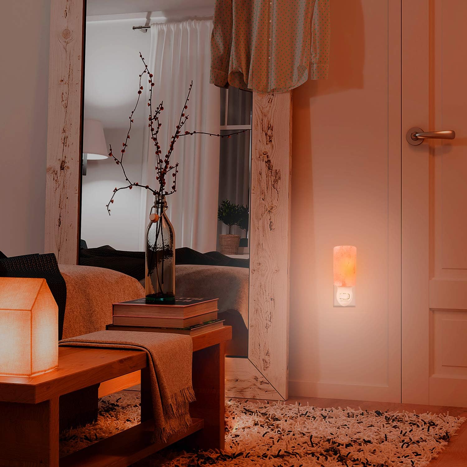 Globe Electric 89793 Himalayan Salt Cylinder Night Light, Manual On/Off Switch, 7W Incandescent Bulb Included, Pink