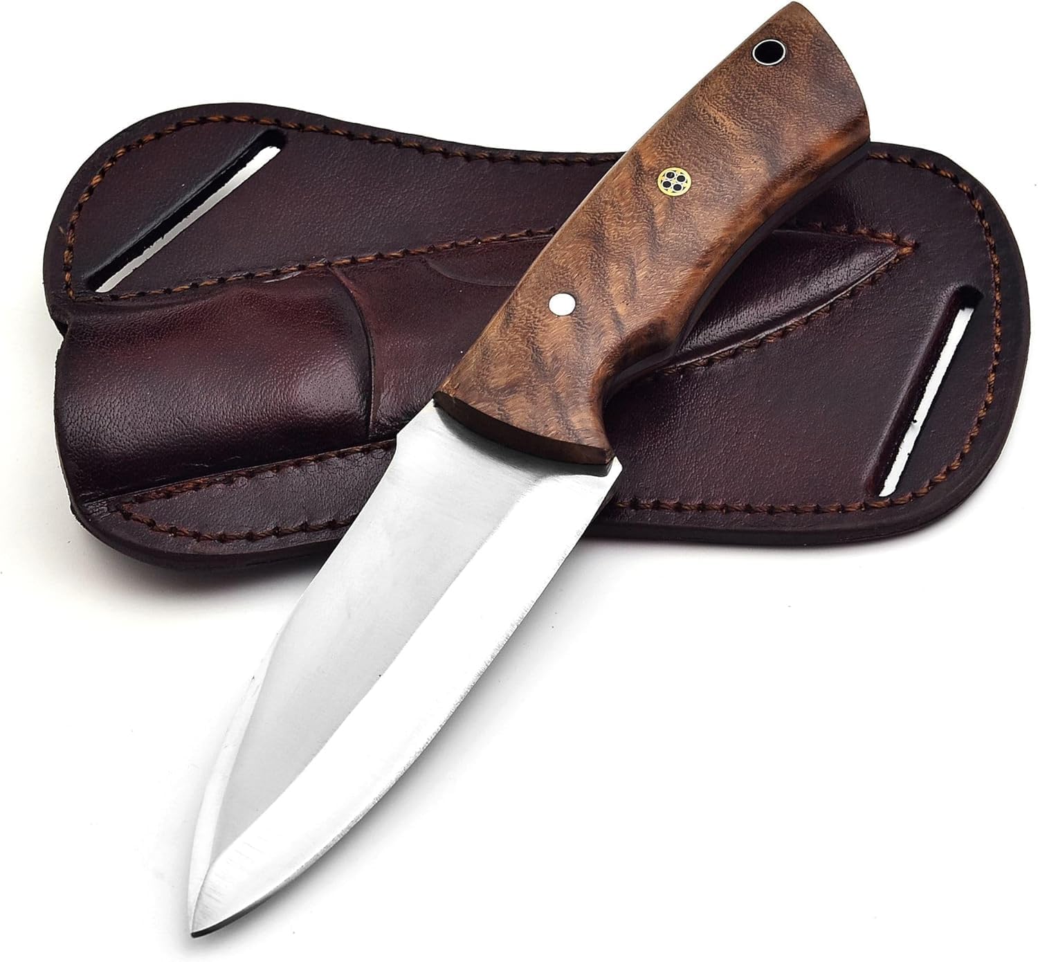Fixed Blade Stainless Steel Blade Knifes, Bushcraft Knife's, Scout Carry Knives with Leather Sheath, Rosewood Handle For Outdoors Hunting, Survival, Camping, Hiking Knive's (Rose-Wood Stainless Knive's)